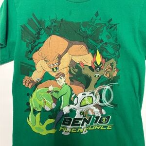 Vintage Ben 10 Alien Force Boys 10/12 Green Cotton Tee Cartoon Network